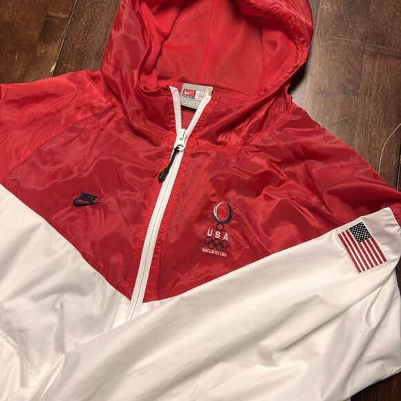 Vintage‎ Rare Nike Womens Large USA Beijing Olympics Windrunner Jacket Warm Up - Picture 1 of 7